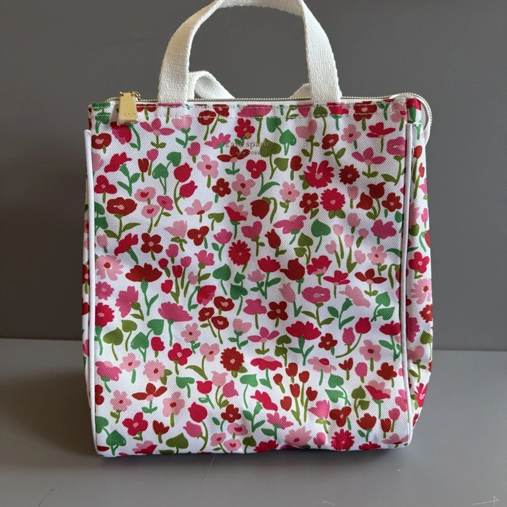 Kate Spade Floral Insulated Lunch Bag- Pink/Red Green New with Tags
